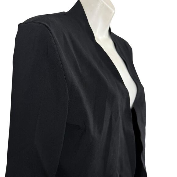 MM Lafleur Womens Black Tight Knit Stretch Rayon Cardigan Jacket Open Sweater M - Picture 4 of 16